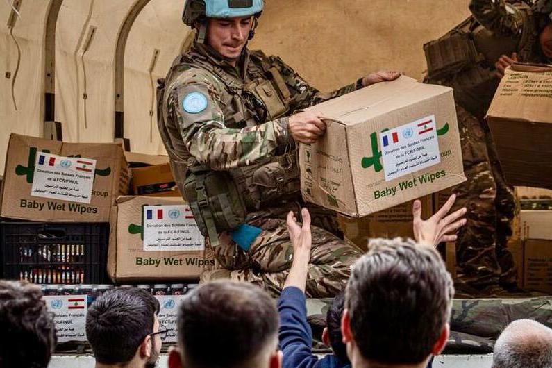 peacekeepers in Lebanon deliver essential supplies to civilians